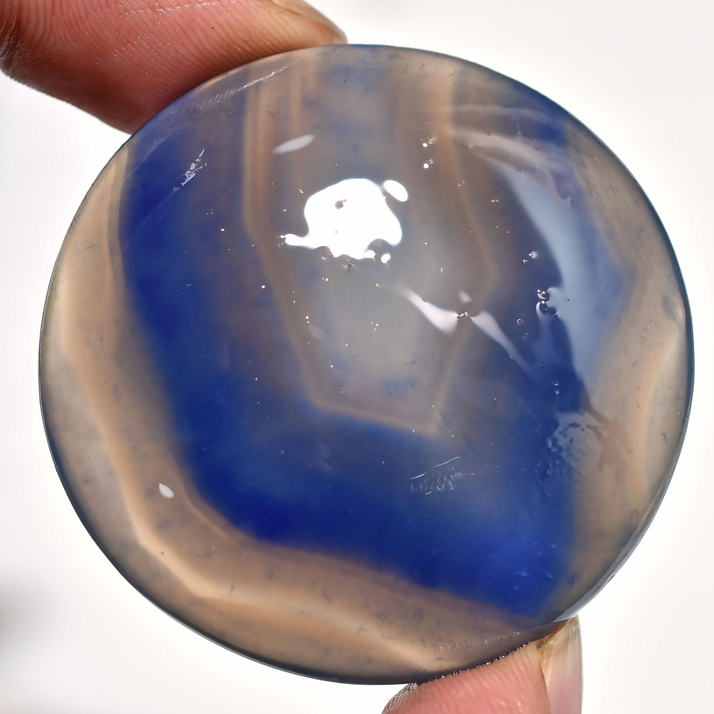 Blue Botswana Agate Round Shape Crystal – Smooth Polished Gemstone Cabochon