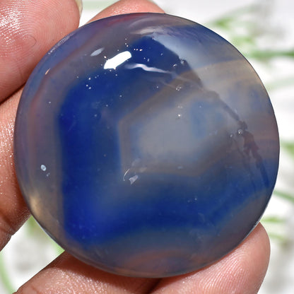 Blue Botswana Agate Round Shape Crystal – Smooth Polished Gemstone Cabochon