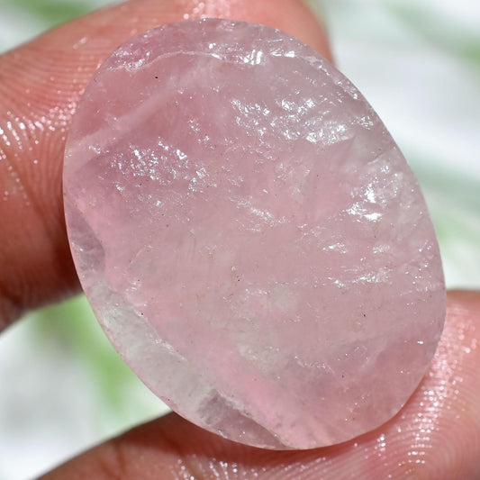 Pink Rose Quartz Druzy Crystal – Rough Oval Shaped Quartz Stones, Side Drill Gemstones for Jewelry