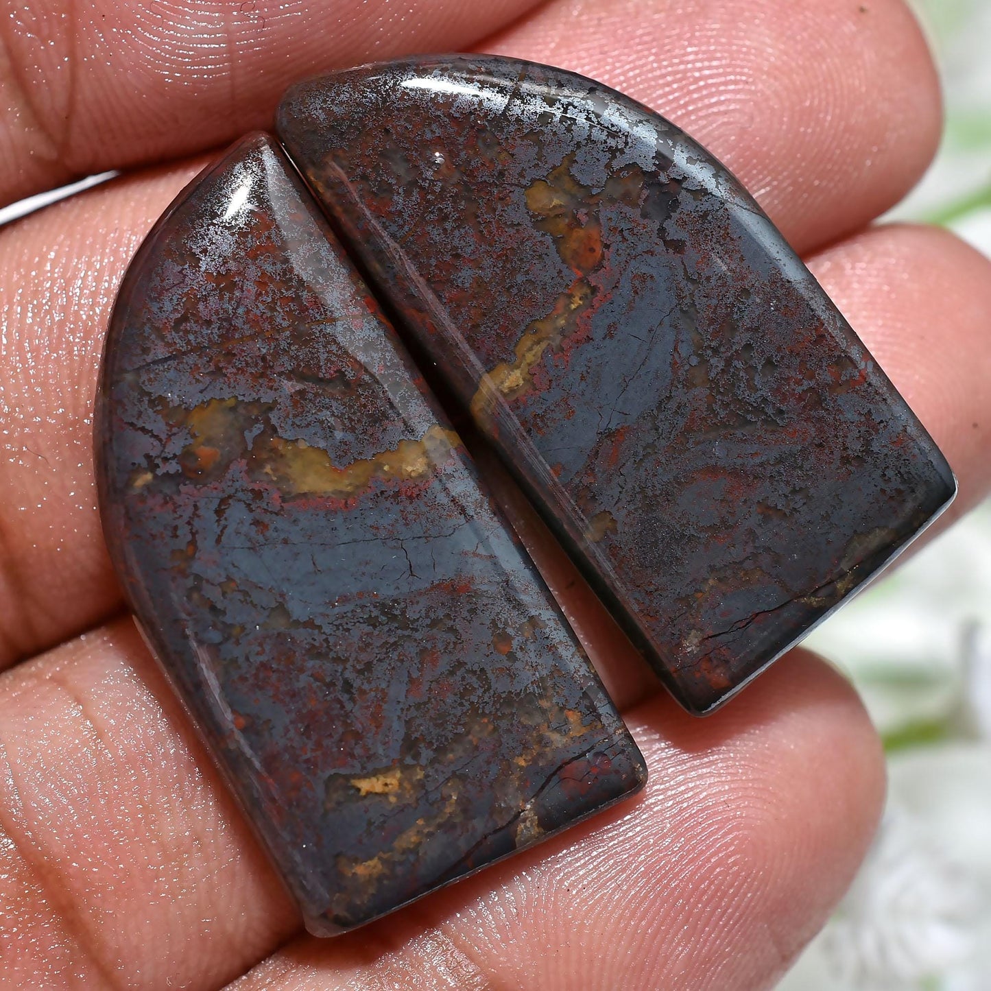 Iron Tiger Earring Pair Set – Loose Iron Tiger Eye Cabochons for Earring Making