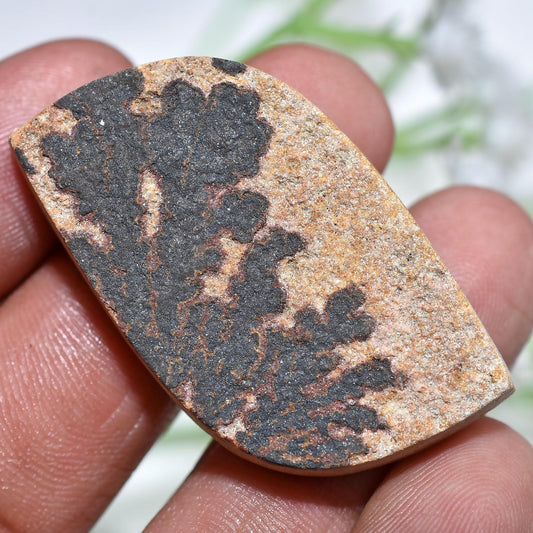 Psilomelane Dendrite Fossil Cabochon – Fancy Shaped Gemstone for Jewelry Making