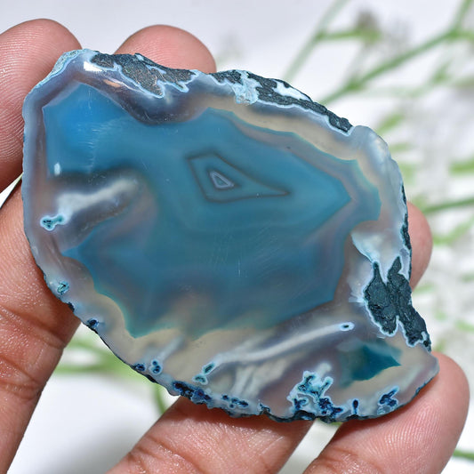 Attractive Solar Quartz Gemstone - Fancy Shape Mint Green Stalactite Agate Slice Cabochon, Crystal Loose Stone for Jewelry