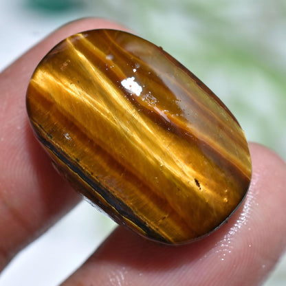 Top Quality Tiger Eye Gemstone - Natural Brown Yellow Flashy Loose Cabochon for Jewelry, Oval Shape Tiger Eye Crystal for Small Ring Making