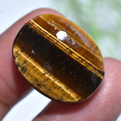 Top Quality Tiger Eye Gemstone - Natural Brown Yellow Flashy Loose Cabochon for Jewelry, Oval Shape Tiger Eye Crystal for Small Ring Making