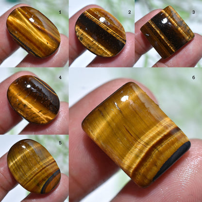 Top Quality Tiger Eye Gemstone - Natural Brown Yellow Flashy Loose Cabochon for Jewelry, Oval Shape Tiger Eye Crystal for Small Ring Making