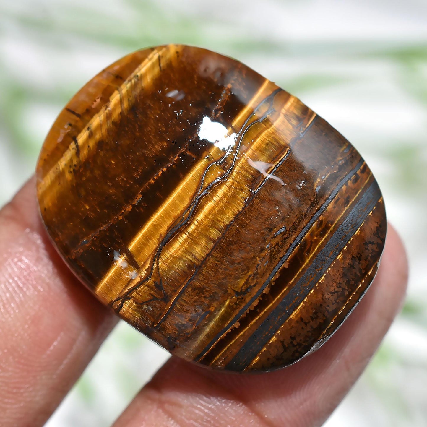 Oval Tiger Eye Cabochon - Brown Textured Crystal Gemstone for Pendants | Wholesale Available