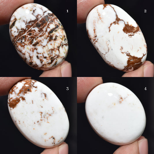 Wild Horse Cabochon - Smooth Oval Shaped Magnesite Gemstone for Jewelry, Polished Loose StonCabs, Wholesale Loose Stones For Pendant Making