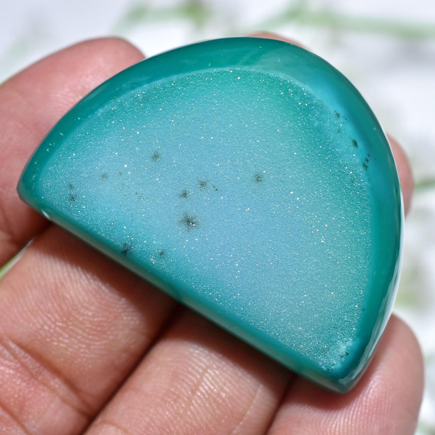 Elegant Mint Green Druzy Agate Cabochon - Wholesale Loose Geode Slice for Wire-Wrap Jewelry