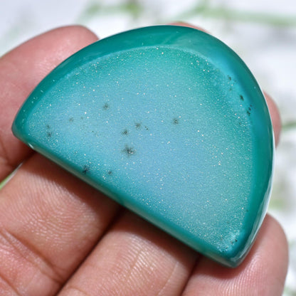 Elegant Mint Green Druzy Agate Cabochon - Wholesale Loose Geode Slice for Wire-Wrap Jewelry