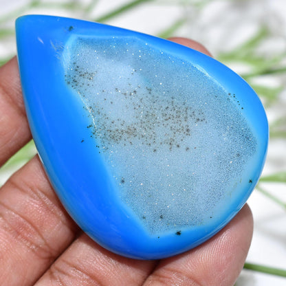 Sky Blue Window Druzy Gemstone – Pear Shape Geode Charms, Dyed Solar Quartz for Jewelry