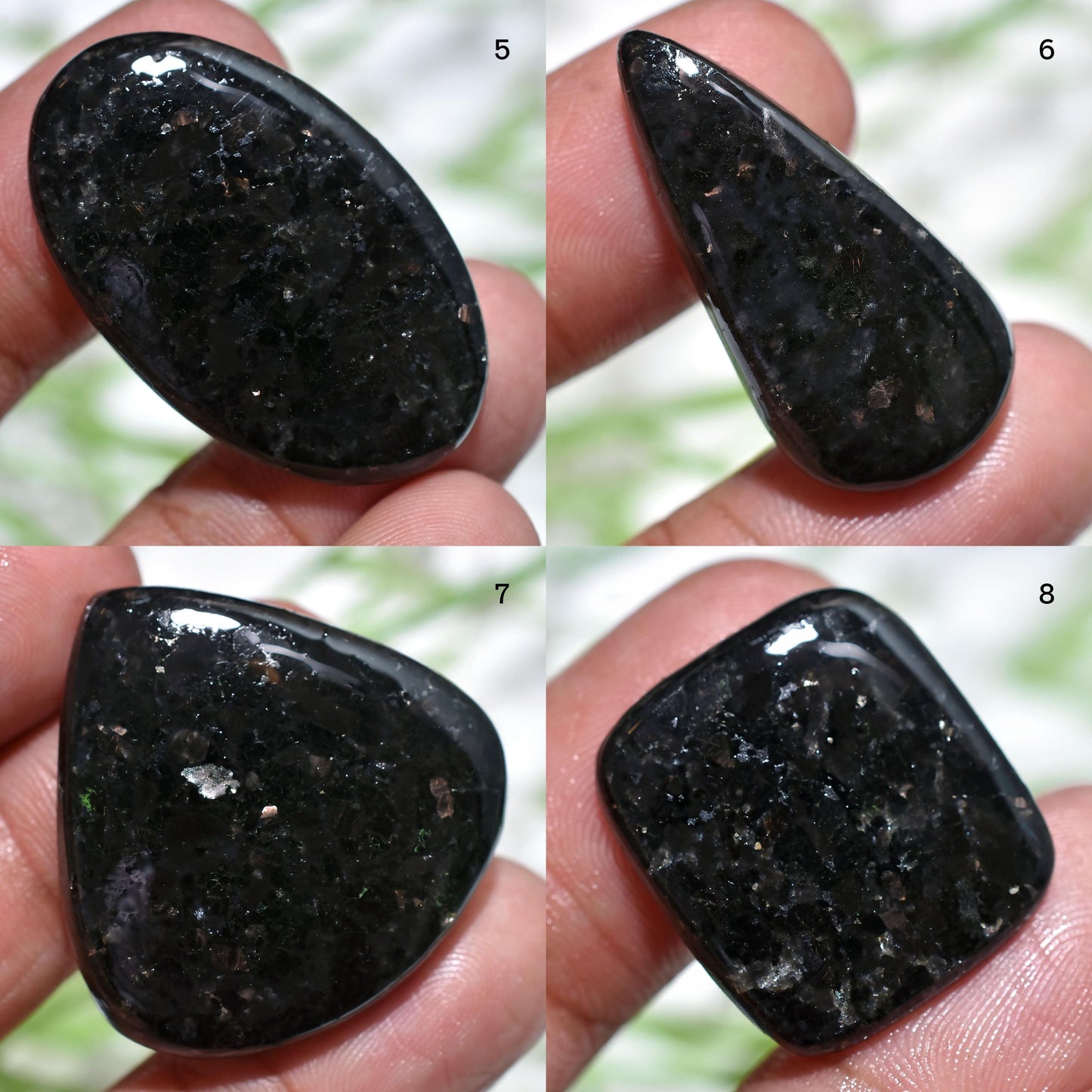 Wonderful Quality Nuummite Greenland Cabochon – Golden Nuummite Gemstone Pair for Jewelry Making