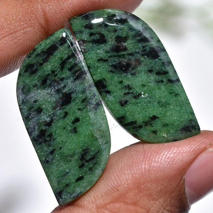 AAA Ruby Zoisite Stone - Fancy Shaped Polished Gemstone Pair for Pendant