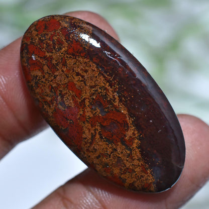 Natural Bloodstone Cabochon - Oval Shaped Hand-Polished Gemstone for Jewelry