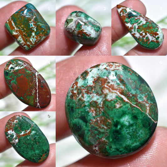 100% Natural Chrysocolla Cabochon – Mixed Shape Green Gemstone for Jewelry & Ring Making