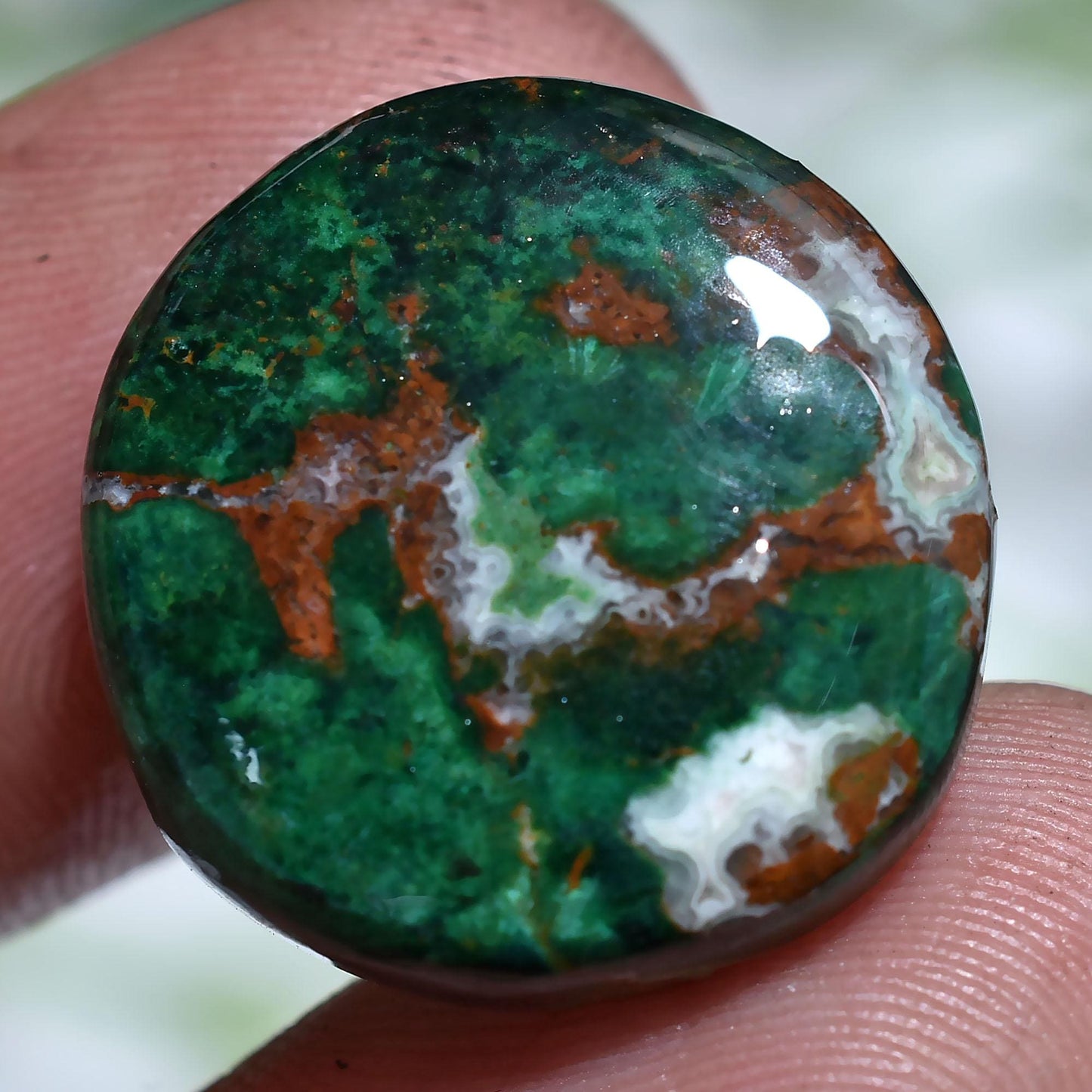 Energy Stone Chrysocolla Cabochon, Round Green Gemstone