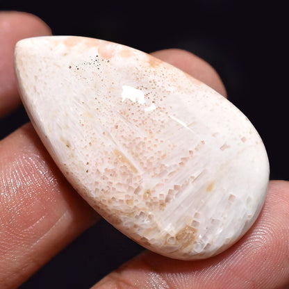 Peach Scolecite Gemstone – Pear Shaped Smooth Cabochon for Jewelry | Wholesale Loose Stone