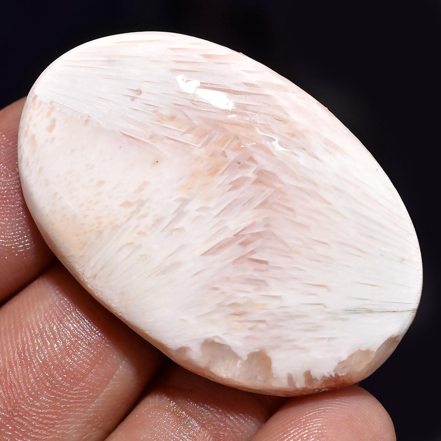 Pink Scolecite Cabochon - Natural Oval Gemstone for Jewelry