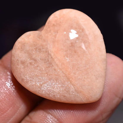 Heart Shaped Peach Moonstone Cabochon – Polished Gemstone for Custom Jewelry & Pendants | Wholesale