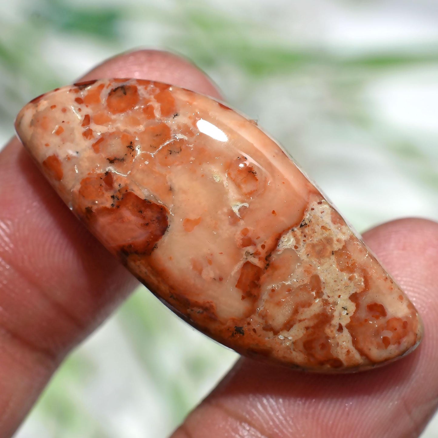 Fancy Asteroid Jasper Cabochon - Natural Polished Stone, Wholesale Flat Back Gemstone