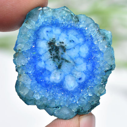 Smooth Blue Solar Quartz Stone - Stalactite Crystal for Jewelry Making