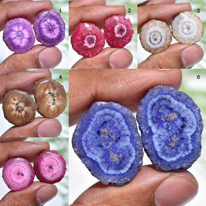 Beautiful Solar Quartz Earring Pair - Round Loose Cabochons for Jewelry Gifts