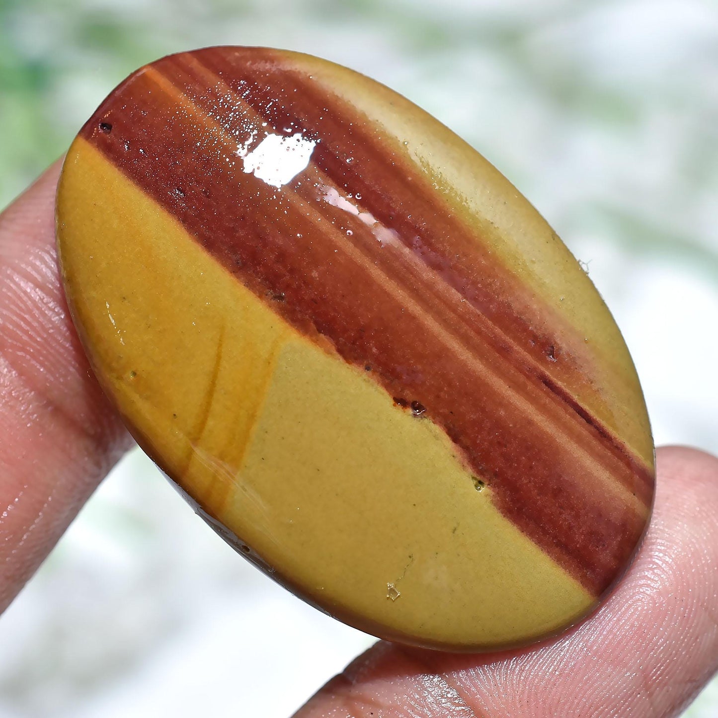 Natural Imperial Cabochon - Large Yellow & Red Gemstone for DIY Jewelry | Flat Back Pendant Stone