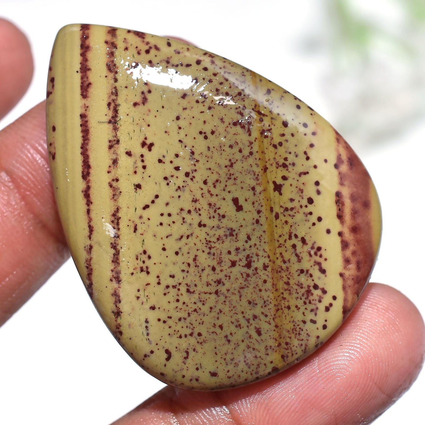 Textured Imperial Topaz Gemstone - Big Pear Shape Flatback for Pendants | Wholesale Green Topaz Cabochons