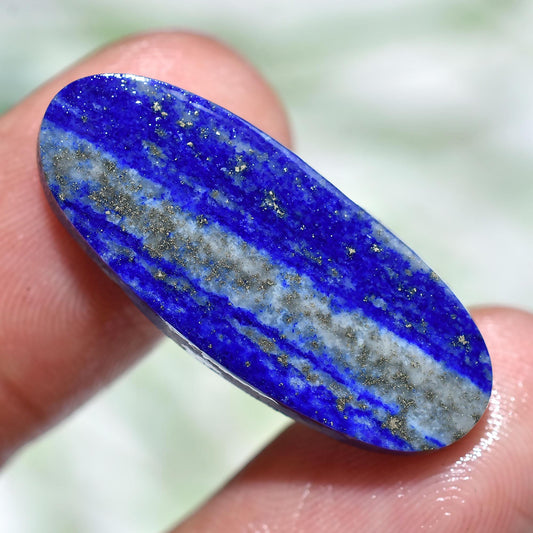 Oval Lapis Crystal Pendant - Blue Gemstone with Silver Texture | Wholesale Flatback Cabochon