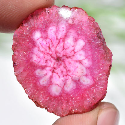 Big Size Solar Quartz Gemstone - Pink Agate Stalactite Slice Cabs