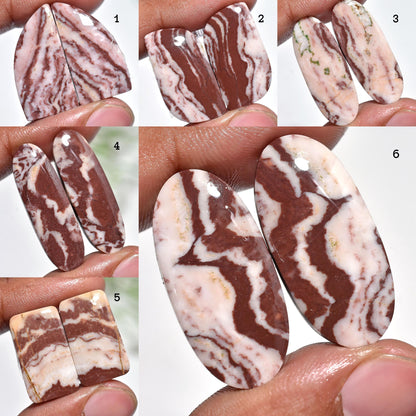 Matched Coconut Jasper Cabochon Pairs – Mixed Shape Flat Back Stones for Earrings | Wholesale Gemstone Pairs