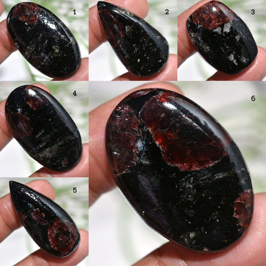 Natural Ruby Tourmaline - Polished Loose Gemstone with Flat Back Cabohcon