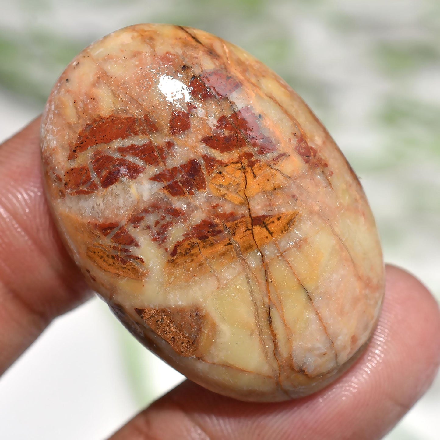 Textured Mookaite Jasper Cabochon – Large Oval Polished Flat-Back Stone for Jewelry Making