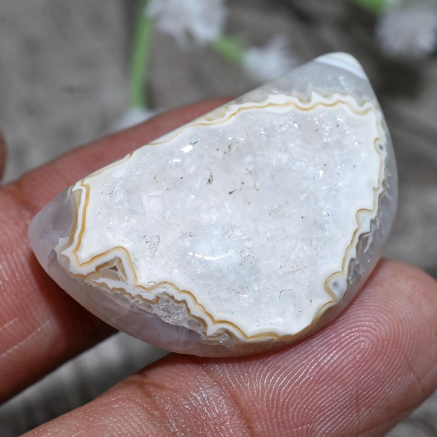 White Solar Quartz Druzy Cabochon - Sparkle Geode Druzy Agate for Jewelry Making