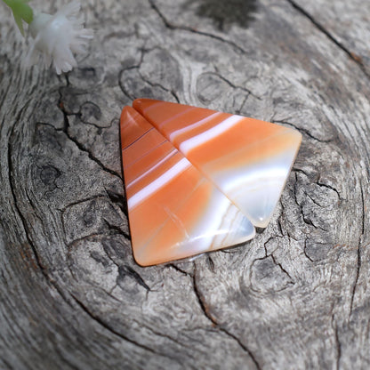 Beautiful Orange Banded Agate Earrings Pair - Fancy Shape Cabochon Gemstones