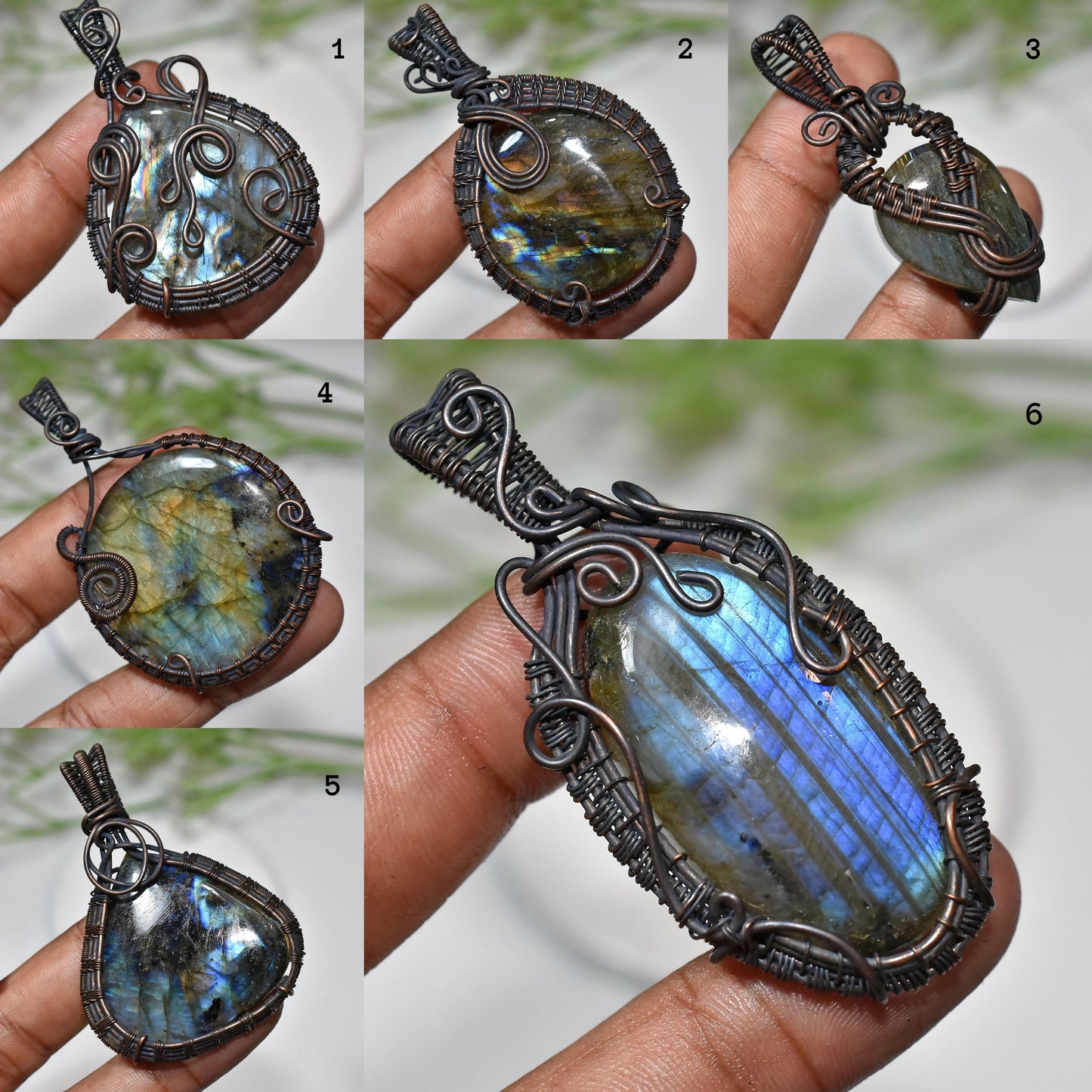 Unique Labradorite Pendant – Handmade Copper Wire Wrapped Necklace for Women