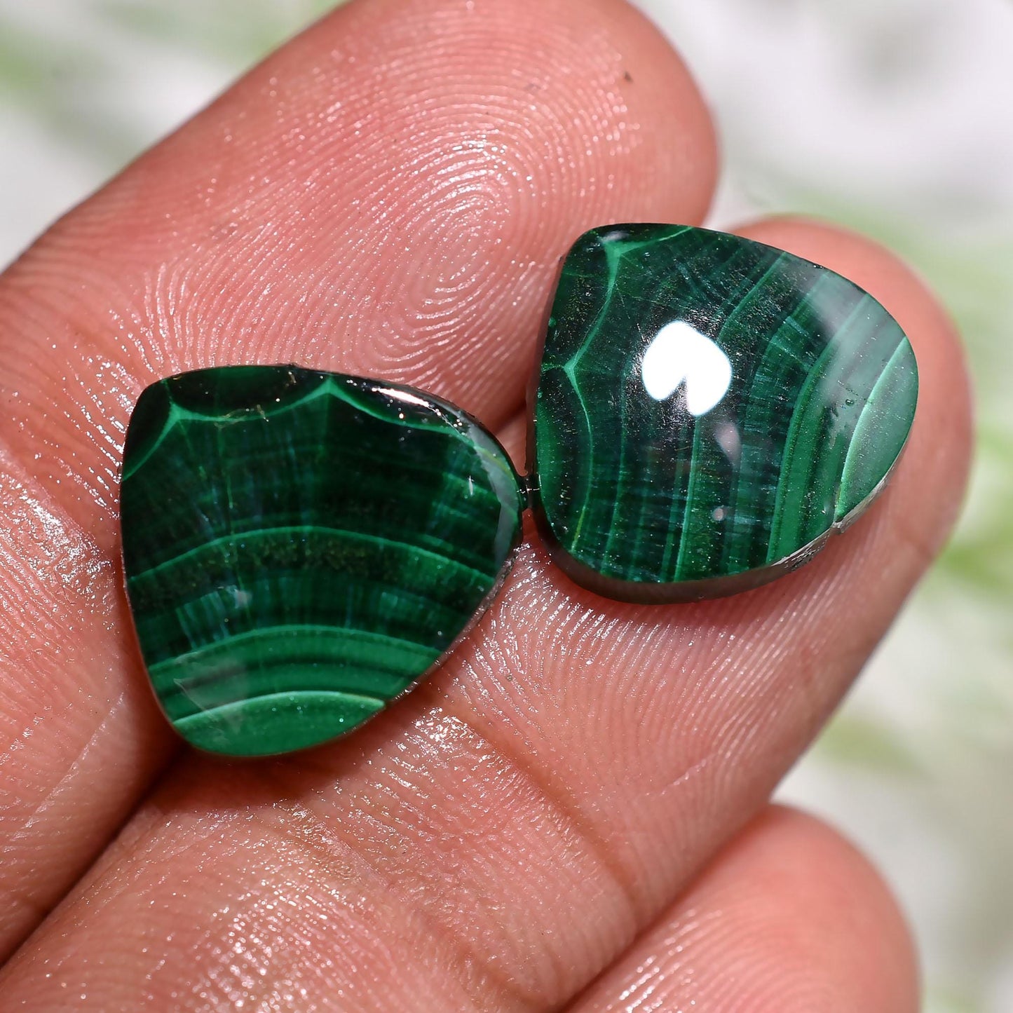 Amazing Quality Green Malachite Heart Pair - Designer Gemstones for Earrings