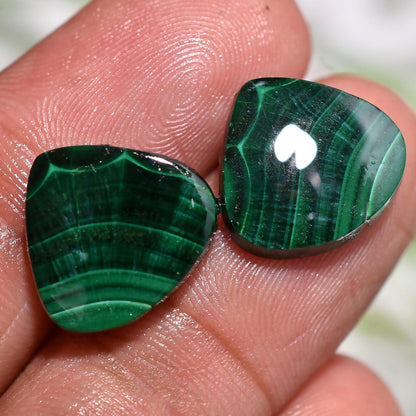 Amazing Quality Green Malachite Heart Pair - Designer Gemstones for Earrings