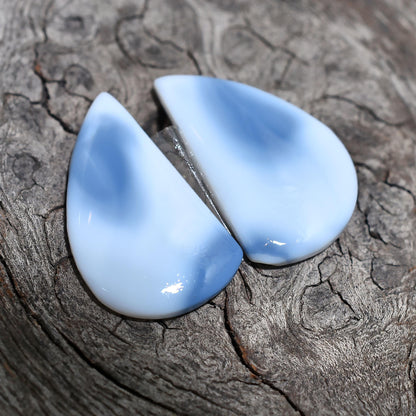 Rare Blue Opal Earrings Pair, Natural Peruvian Opal Cabochons - Wholesale & Loose Stones