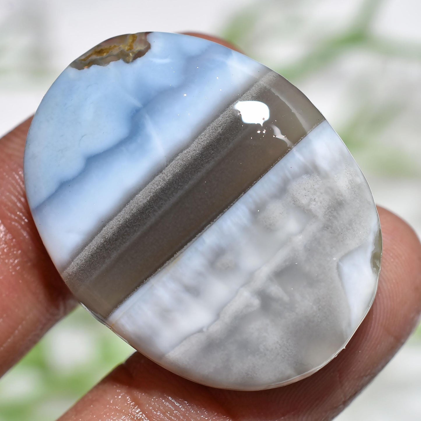 Blue Opal Gemstone | Polished Oval Cabochon for Custom Jewelry