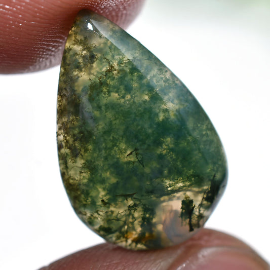 Elegant Natural Moss Agate Stone Pair | Pear Shape Cabochons for Earrings