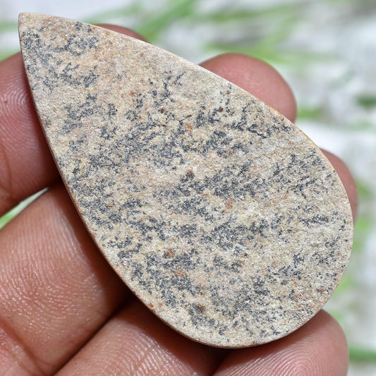 Natural Psilomelane Dendrite Gemstone, Pear Shape Flatback Cabochon