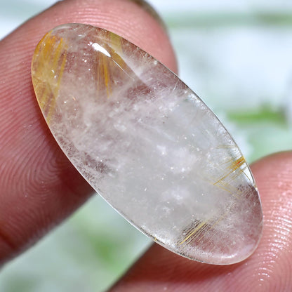 Golden Rutile Quartz Crystals - Oval Shaped Wholesale Loose Flat Back Gemstones