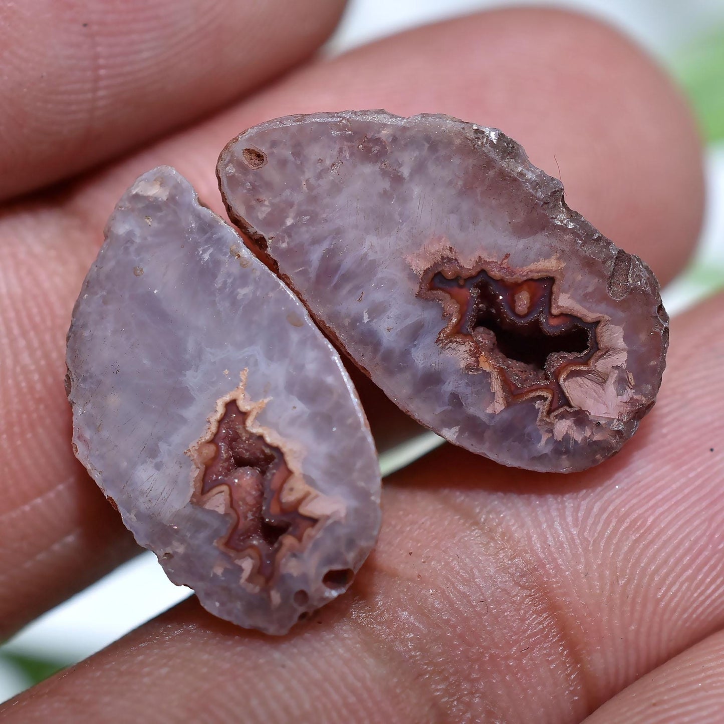 Brown Solar Quartz Gemstone Pair – Window Druzy Solar Slice Pairs for DIY Earrings & Handmade Jewelry