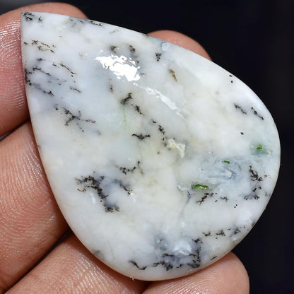 Pear Shaped Dendrite Opal Crystals, Smooth Flat Back Gemstones