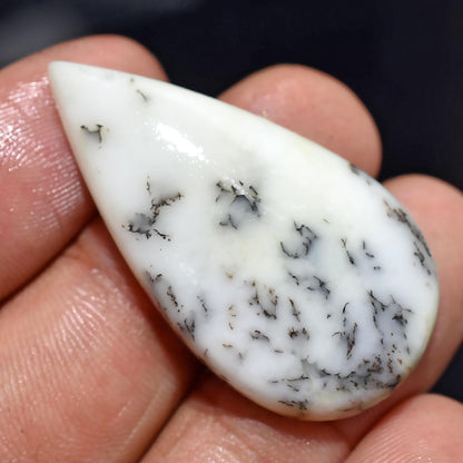 Pear Shaped Dendrite Opal Crystals, Smooth Flat Back Gemstones