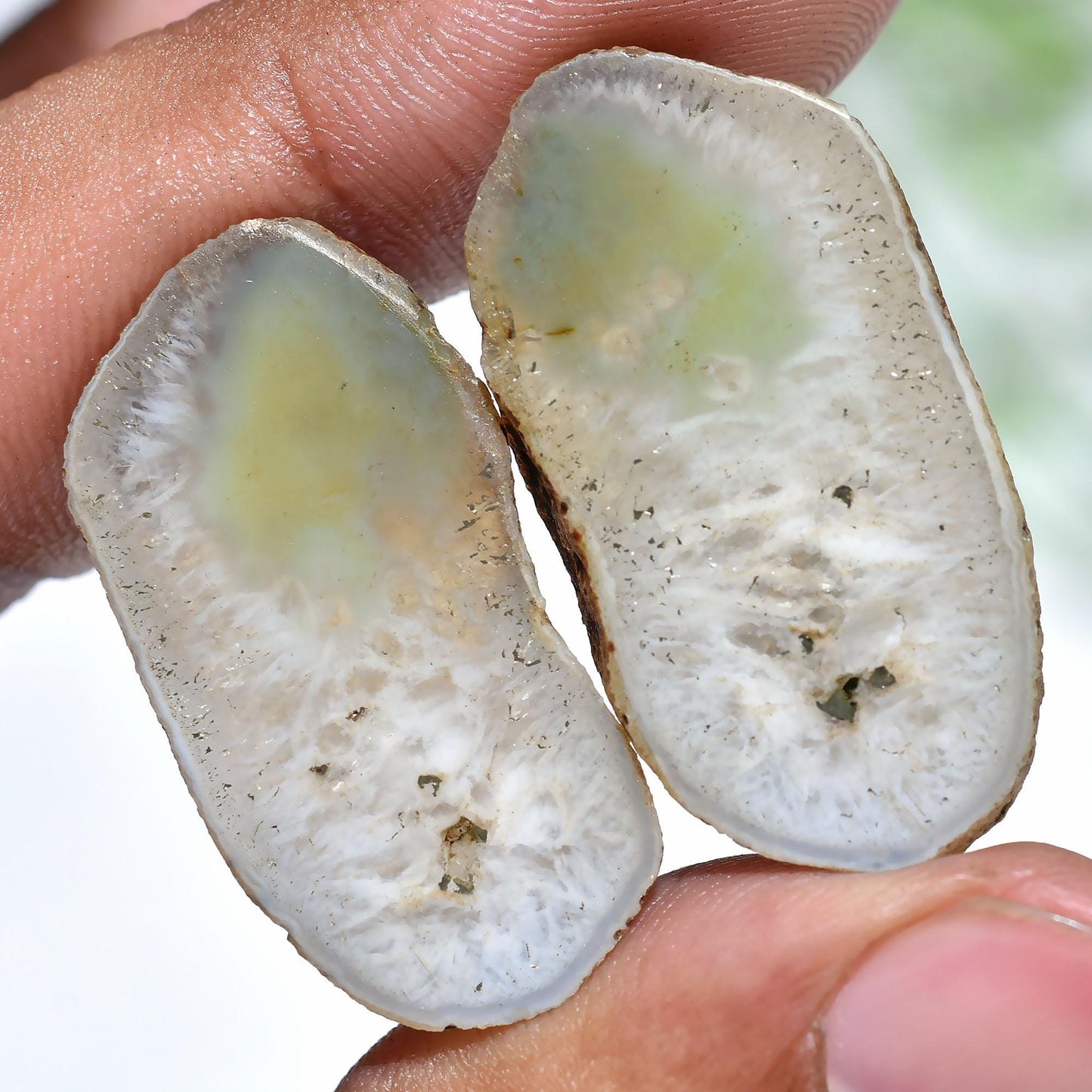 Beautiful Window Druzy Gemstone Pair – Brown Agate Stalactite Slice for Earrings, Wholesale