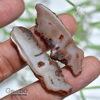 Window Druzy Gemstone Pair – Brown Solar Quartz Geode Slice for Earrings, Stalactite Slices