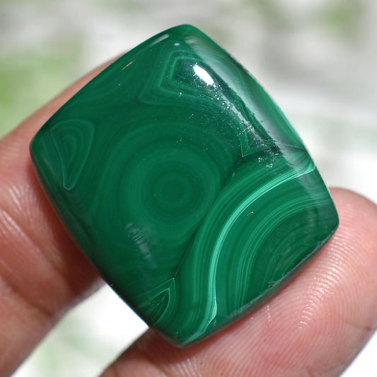 Natural Green Malachite Gemstone - Rectangle Smooth Flatback Cabochon for Pendants & Jewelry