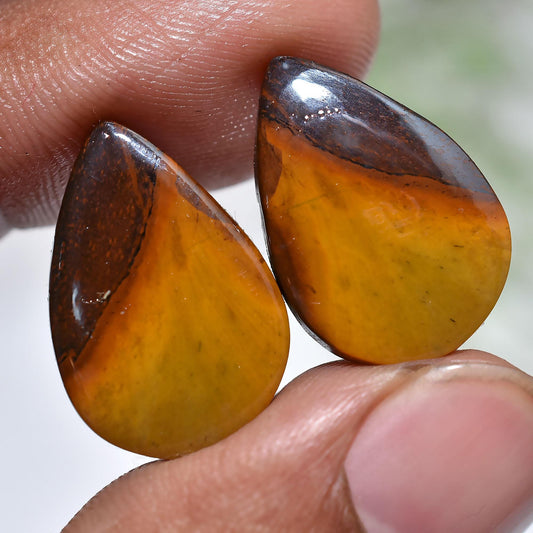 High Quality Iron Tiger Eye Pair Stone - Pear Shaped Matched Earrings Pair, Loose Crystals for Jewelry Making, Wholesale Price