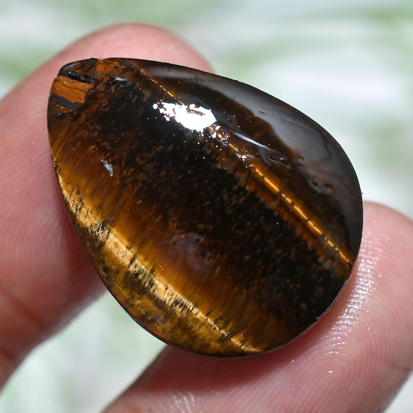 Pear Shaped Tiger Eye Gemstone – Golden Brown Cabochon for Pendants